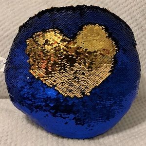 12” Round Blue & Gold Sequin Throw Pillow